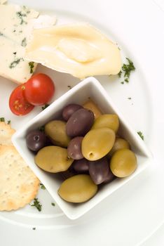 Cheese platter with olives