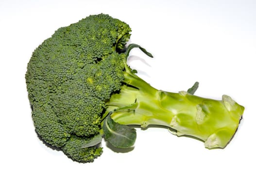 Fresh raw green broccoli isolated on white background