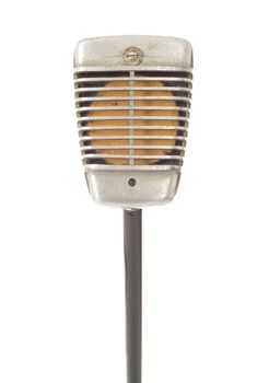 Vintage recording, announcing or singing microphone isolated on white