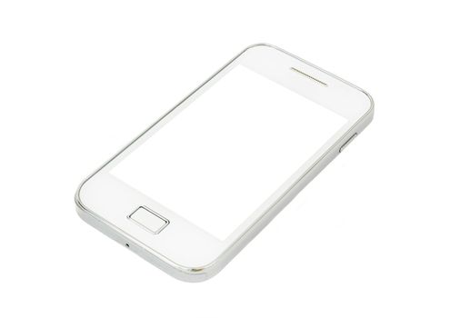 Beautiful white smartphone on white background
