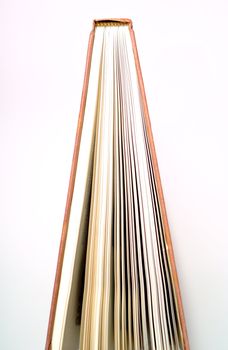 Abstract book concept with spine, open cover and white pages