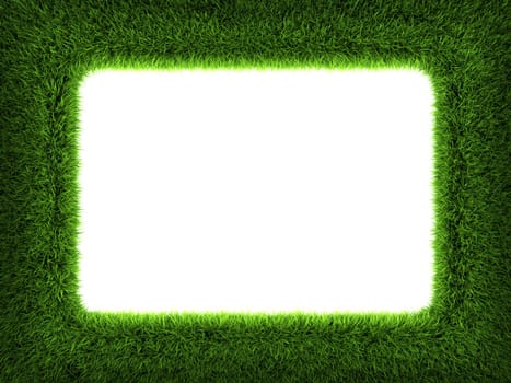 Fresh green grass frame isolated on white background. 3d render