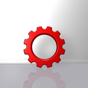 red gear wheel on white background - 3d illustration