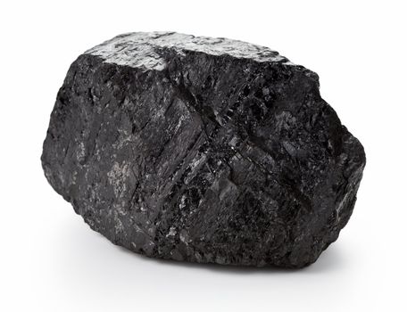 Large coal lump isolated on white background