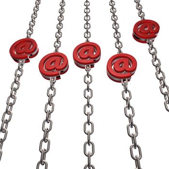 metal chain with email symbol - 3d illustration