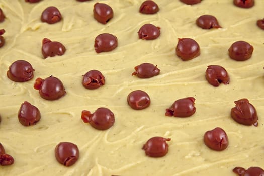 Closeup of sour cherry pie before baking