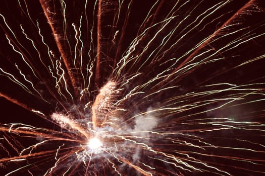 holiday fireworks in night sky