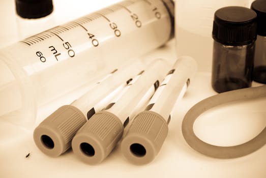 A stethoscope in front of medical