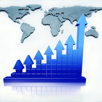 Business chart and map of Earth background