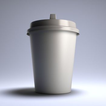 A 3d illustratuion blank template layout of white coffee paper cup. Copyspace for insert logo or text.