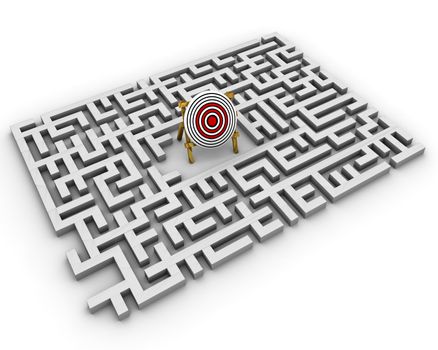 path over a labyrinth hits the target