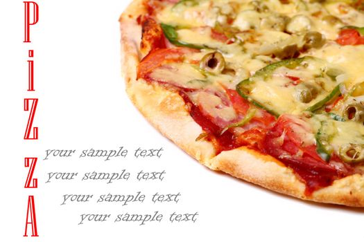 Image of fresh italian pizza isolated over white background