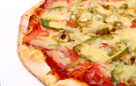 Image of fresh italian pizza isolated over white background