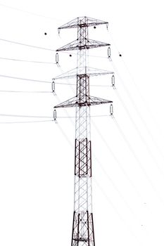 Detail of electricity pylon against on a light background