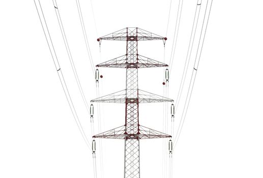 Detail of electricity pylon against on a light background