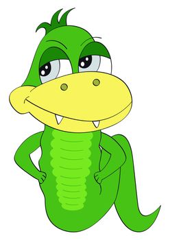 Cartoon smiling snake, lizard character illustration isolated on white background