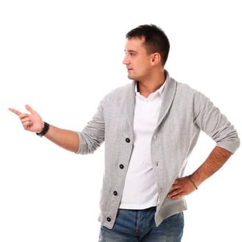Young caucasian handsome man isolated over white background