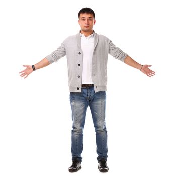 Young caucasian handsome man confused isolated over white background