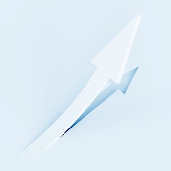 white pointer, going up on a light blue background