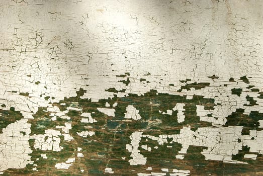 Old grunge crumbled paint wooden plate as background