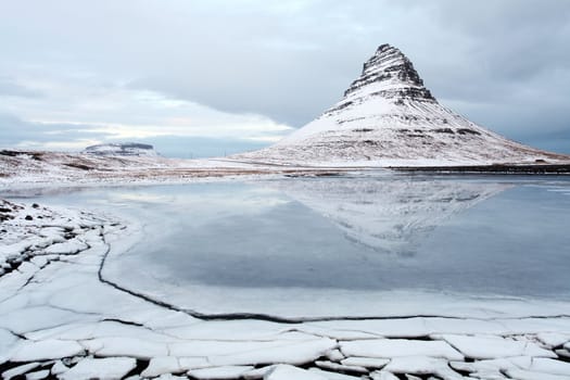 Icelands snaefellsnes peninsula and famous Kirkjufellsfos  waterfall and mount Kirkjufell