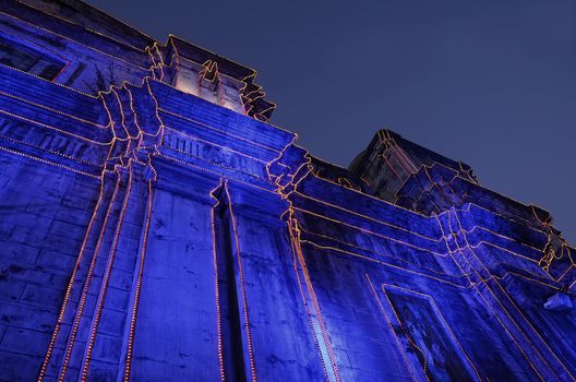 The Imus Cathedral in Imus, Cavite, Philippines, lit for Christmas