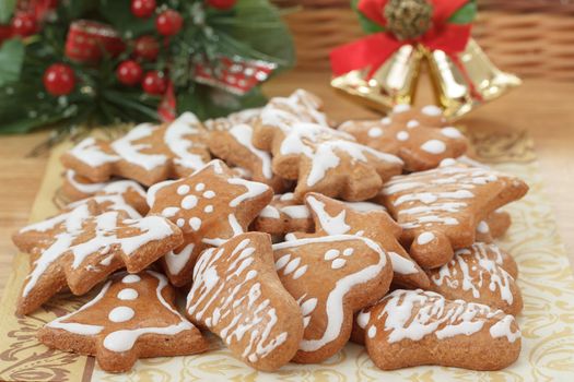 homemade gingerbreads and decoration on wooden table