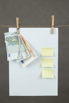 Memory note paper with Euro moneys