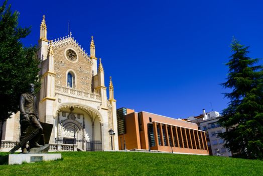 MADRID, SPAIN - JULY 12: San JerЧnimo el Real (St. Jerome Royal Church) is a Roman Catholic church from the early 16th-century in central Madrid (Spain) pictured on July 12, 2012 in central Madrid near Prado Museum.