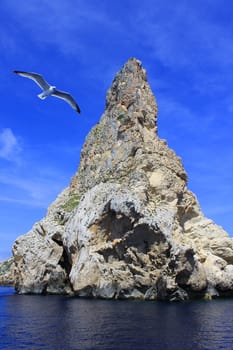 Rock pillar on the Mediterranean sea near Ibisa