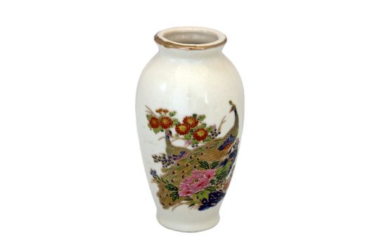 A small hand-painted vase isolated on white
