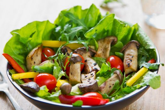 Grilled Oyster Mushroom with fresh vegetables salad