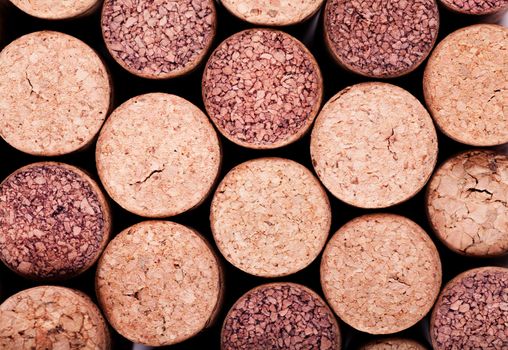 Closeup top view of wine corks