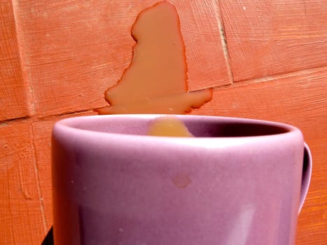 spilled drink from a mug