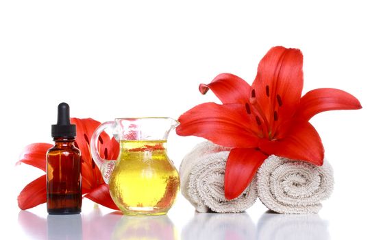 Essential Oils, Lilies and Towels, with Dropper Bottle (Spa Treatment)