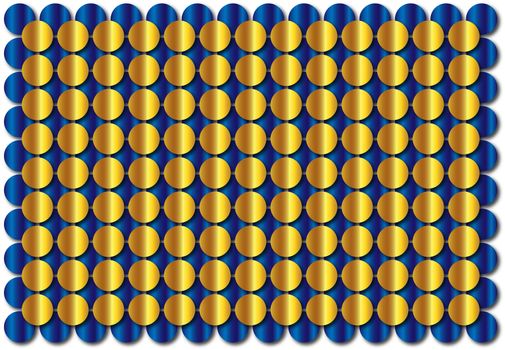 gold and blue shaded circles on a white background