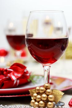 Red wine at Christmas dinner