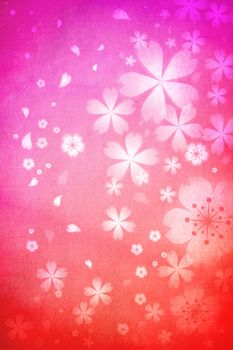 Pink and orange colored cherry blossoms background