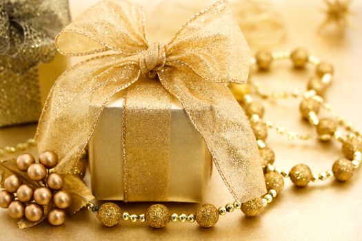 Golden colored image of Christmas gift