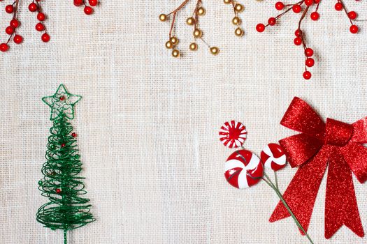 Christmas burlap backdrop with bow