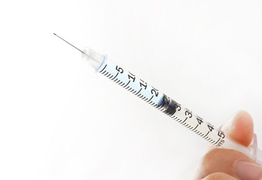 Syringe on white background