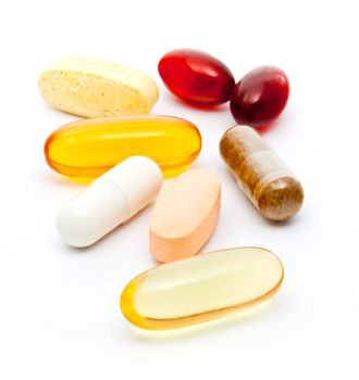 Supplements on white background