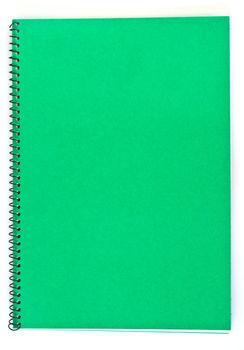 Spiral Green Notebook on White Backround