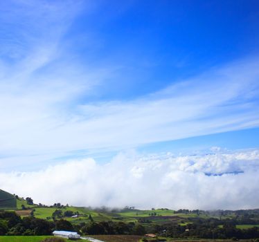 Green meadow above the clouds in Irazu -  Costa Rica