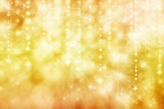 Golden yellow colored image of abstract lights background