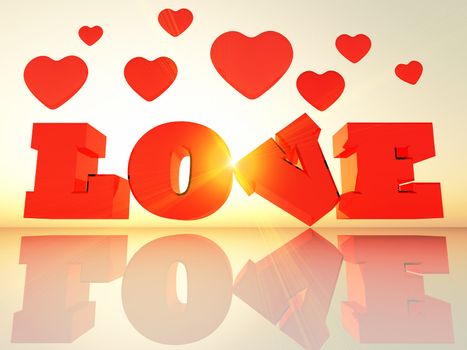 the word love in 3 d letters
