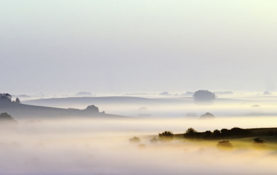 misty countryside landscape