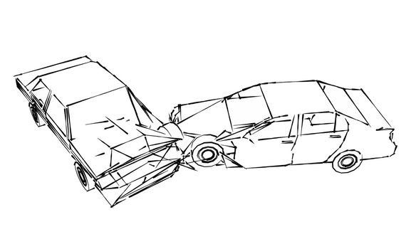 car crash accident, sketch