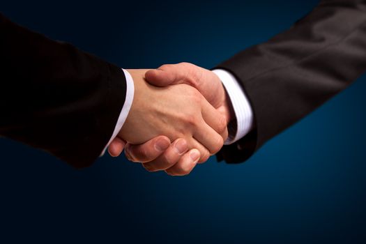 Closeup of a business hand shake between two colleagues