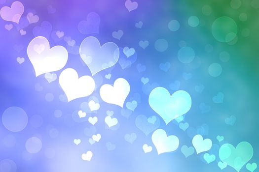 Abstract Heart Lights Background -Purple, Pink, Green